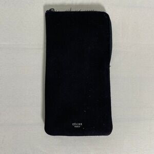 CELINE PARIS Black Suede Soft Large Sunglasses Eyeglasses Case